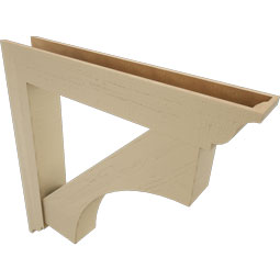 Ekena Millwork - BKTUR0756X48X48WTL01RCPR - Timberthane Faux Wood Westlake Style Bracket w/ Offset Brace, Traditional Ends, 7 1/2"W x 48"D x 48"H, Primed Tan