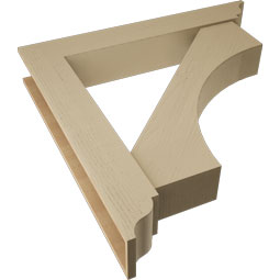 Ekena Millwork - BKTUR0756X48X48WTL01RCPR - Timberthane Faux Wood Westlake Style Bracket w/ Offset Brace, Traditional Ends, 7 1/2"W x 48"D x 48"H, Primed Tan