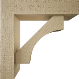 Ekena Millwork - BKTUR0352X14X14WTL05RCPR - Timberthane Faux Wood Westlake Style Bracket w/ Offset Brace, Block Ends, 3 1/2"W x 14"D x 14"H, Primed Tan