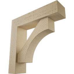 Ekena Millwork - BKTUR0352X14X14WTL05RCPR - Timberthane Faux Wood Westlake Style Bracket w/ Offset Brace, Block Ends, 3 1/2"W x 14"D x 14"H, Primed Tan