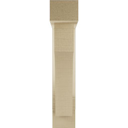Ekena Millwork - BKTUR0352X14X18WTL05RCPR - Timberthane Faux Wood Westlake Style Bracket w/ Offset Brace, Block Ends, 3 1/2"W x 14"D x 18"H, Primed Tan