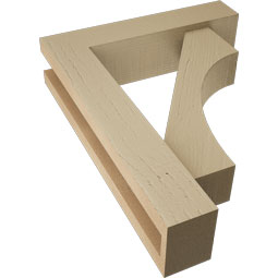 Ekena Millwork - BKTUR0352X14X18WTL05RCPR - Timberthane Faux Wood Westlake Style Bracket w/ Offset Brace, Block Ends, 3 1/2"W x 14"D x 18"H, Primed Tan