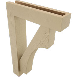 Ekena Millwork - BKTUR0352X14X22WTL05RCPR - Timberthane Faux Wood Westlake Style Bracket w/ Offset Brace, Block Ends, 3 1/2"W x 14"D x 22"H, Primed Tan