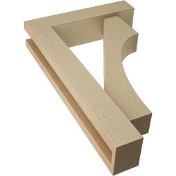 Ekena Millwork - BKTUR0352X14X22WTL05RCPR - Timberthane Faux Wood Westlake Style Bracket w/ Offset Brace, Block Ends, 3 1/2"W x 14"D x 22"H, Primed Tan