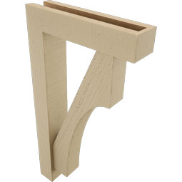 Ekena Millwork - BKTUR0352X14X26WTL05RCPR - Timberthane Faux Wood Westlake Style Bracket w/ Offset Brace, Block Ends, 3 1/2"W x 14"D x 26"H, Primed Tan