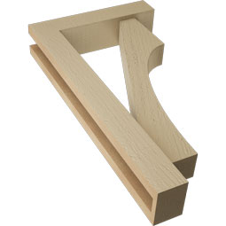 Ekena Millwork - BKTUR0352X14X26WTL05RCPR - Timberthane Faux Wood Westlake Style Bracket w/ Offset Brace, Block Ends, 3 1/2"W x 14"D x 26"H, Primed Tan