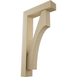 Ekena Millwork - BKTUR0352X14X26WTL05RCPR - Timberthane Faux Wood Westlake Style Bracket w/ Offset Brace, Block Ends, 3 1/2"W x 14"D x 26"H, Primed Tan