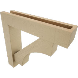 Ekena Millwork - BKTUR0352X16X16WTL05RCPR - Timberthane Faux Wood Westlake Style Bracket w/ Offset Brace, Block Ends, 3 1/2"W x 16"D x 16"H, Primed Tan