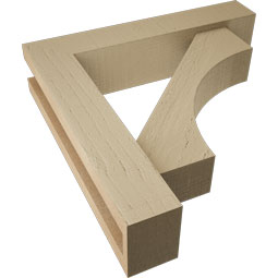 Ekena Millwork - BKTUR0352X16X16WTL05RCPR - Timberthane Faux Wood Westlake Style Bracket w/ Offset Brace, Block Ends, 3 1/2"W x 16"D x 16"H, Primed Tan