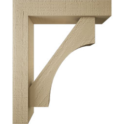 Ekena Millwork - BKTUR0352X16X20WTL05RCPR - Timberthane Faux Wood Westlake Style Bracket w/ Offset Brace, Block Ends, 3 1/2"W x 16"D x 20"H, Primed Tan