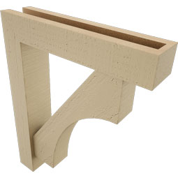 Ekena Millwork - BKTUR0352X16X20WTL05RCPR - Timberthane Faux Wood Westlake Style Bracket w/ Offset Brace, Block Ends, 3 1/2"W x 16"D x 20"H, Primed Tan