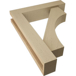 Ekena Millwork - BKTUR0352X16X20WTL05RCPR - Timberthane Faux Wood Westlake Style Bracket w/ Offset Brace, Block Ends, 3 1/2"W x 16"D x 20"H, Primed Tan