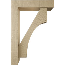 Ekena Millwork - BKTUR0352X16X24WTL05RCPR - Timberthane Faux Wood Westlake Style Bracket w/ Offset Brace, Block Ends, 3 1/2"W x 16"D x 24"H, Primed Tan