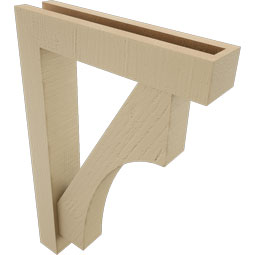 Ekena Millwork - BKTUR0352X16X24WTL05RCPR - Timberthane Faux Wood Westlake Style Bracket w/ Offset Brace, Block Ends, 3 1/2"W x 16"D x 24"H, Primed Tan