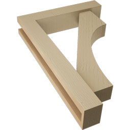 Ekena Millwork - BKTUR0352X16X24WTL05RCPR - Timberthane Faux Wood Westlake Style Bracket w/ Offset Brace, Block Ends, 3 1/2"W x 16"D x 24"H, Primed Tan