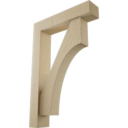 Ekena Millwork - BKTUR0352X16X24WTL05RCPR - Timberthane Faux Wood Westlake Style Bracket w/ Offset Brace, Block Ends, 3 1/2"W x 16"D x 24"H, Primed Tan