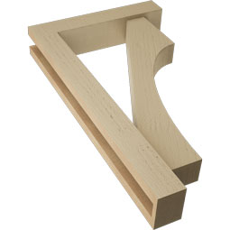 Ekena Millwork - BKTUR0352X16X28WTL05RCPR - Timberthane Faux Wood Westlake Style Bracket w/ Offset Brace, Block Ends, 3 1/2"W x 16"D x 28"H, Primed Tan