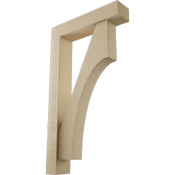 Ekena Millwork - BKTUR0352X16X28WTL05RCPR - Timberthane Faux Wood Westlake Style Bracket w/ Offset Brace, Block Ends, 3 1/2"W x 16"D x 28"H, Primed Tan