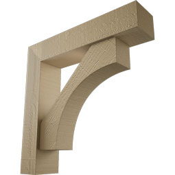 Ekena Millwork - BKTUROWTL44 - Timberthane Rough Cedar Faux Wood Westlake Block Bracket w/ Offset Brace