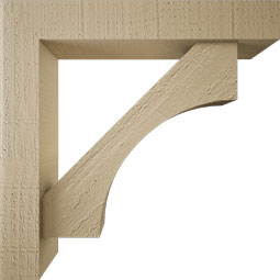 Ekena Millwork - BKTUR0352X18X18WTL05RCPR - Timberthane Faux Wood Westlake Style Bracket w/ Offset Brace, Block Ends, 3 1/2"W x 18"D x 18"H, Primed Tan