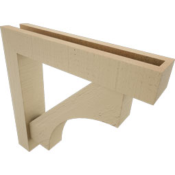 Ekena Millwork - BKTUR0352X18X18WTL05RCPR - Timberthane Faux Wood Westlake Style Bracket w/ Offset Brace, Block Ends, 3 1/2"W x 18"D x 18"H, Primed Tan