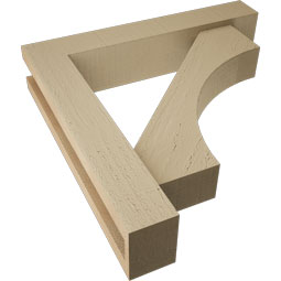 Ekena Millwork - BKTUR0352X18X18WTL05RCPR - Timberthane Faux Wood Westlake Style Bracket w/ Offset Brace, Block Ends, 3 1/2"W x 18"D x 18"H, Primed Tan
