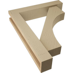 Ekena Millwork - BKTUR0352X18X22WTL05RCPR - Timberthane Faux Wood Westlake Style Bracket w/ Offset Brace, Block Ends, 3 1/2"W x 18"D x 22"H, Primed Tan