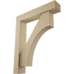 Ekena Millwork - BKTUR0352X18X22WTL05RCPR - Timberthane Faux Wood Westlake Style Bracket w/ Offset Brace, Block Ends, 3 1/2"W x 18"D x 22"H, Primed Tan