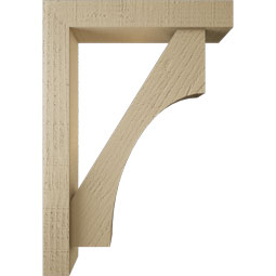 Ekena Millwork - BKTUR0352X18X26WTL05RCPR - Timberthane Faux Wood Westlake Style Bracket w/ Offset Brace, Block Ends, 3 1/2"W x 18"D x 26"H, Primed Tan