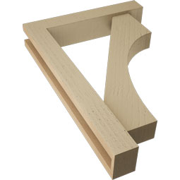 Ekena Millwork - BKTUR0352X18X26WTL05RCPR - Timberthane Faux Wood Westlake Style Bracket w/ Offset Brace, Block Ends, 3 1/2"W x 18"D x 26"H, Primed Tan