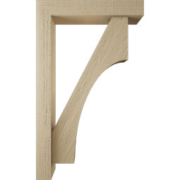 Ekena Millwork - BKTUR0352X18X30WTL05RCPR - Timberthane Faux Wood Westlake Style Bracket w/ Offset Brace, Block Ends, 3 1/2"W x 18"D x 30"H, Primed Tan