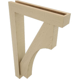 Ekena Millwork - BKTUR0352X18X30WTL05RCPR - Timberthane Faux Wood Westlake Style Bracket w/ Offset Brace, Block Ends, 3 1/2"W x 18"D x 30"H, Primed Tan