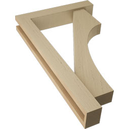 Ekena Millwork - BKTUR0352X18X30WTL05RCPR - Timberthane Faux Wood Westlake Style Bracket w/ Offset Brace, Block Ends, 3 1/2"W x 18"D x 30"H, Primed Tan