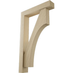 Ekena Millwork - BKTUR0352X18X30WTL05RCPR - Timberthane Faux Wood Westlake Style Bracket w/ Offset Brace, Block Ends, 3 1/2"W x 18"D x 30"H, Primed Tan