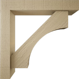 Ekena Millwork - BKTUR0352X20X20WTL05RCPR - Timberthane Faux Wood Westlake Style Bracket w/ Offset Brace, Block Ends, 3 1/2"W x 20"D x 20"H, Primed Tan