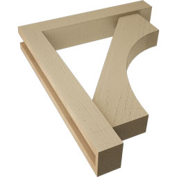 Ekena Millwork - BKTUR0352X20X24WTL05RCPR - Timberthane Faux Wood Westlake Style Bracket w/ Offset Brace, Block Ends, 3 1/2"W x 20"D x 24"H, Primed Tan