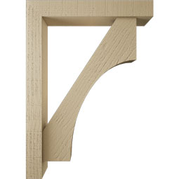Ekena Millwork - BKTUR0352X20X28WTL05RCPR - Timberthane Faux Wood Westlake Style Bracket w/ Offset Brace, Block Ends, 3 1/2"W x 20"D x 28"H, Primed Tan