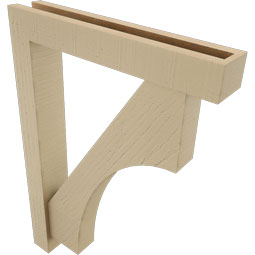 Ekena Millwork - BKTUR0352X20X28WTL05RCPR - Timberthane Faux Wood Westlake Style Bracket w/ Offset Brace, Block Ends, 3 1/2"W x 20"D x 28"H, Primed Tan