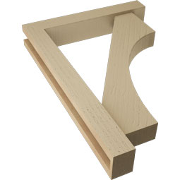 Ekena Millwork - BKTUR0352X20X28WTL05RCPR - Timberthane Faux Wood Westlake Style Bracket w/ Offset Brace, Block Ends, 3 1/2"W x 20"D x 28"H, Primed Tan