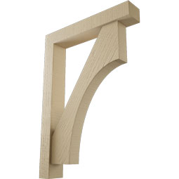 Ekena Millwork - BKTUR0352X20X28WTL05RCPR - Timberthane Faux Wood Westlake Style Bracket w/ Offset Brace, Block Ends, 3 1/2"W x 20"D x 28"H, Primed Tan