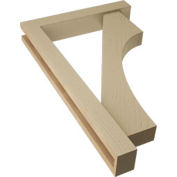Ekena Millwork - BKTUR0352X20X32WTL05RCPR - Timberthane Faux Wood Westlake Style Bracket w/ Offset Brace, Block Ends, 3 1/2"W x 20"D x 32"H, Primed Tan