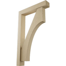 Ekena Millwork - BKTUR0352X20X32WTL05RCPR - Timberthane Faux Wood Westlake Style Bracket w/ Offset Brace, Block Ends, 3 1/2"W x 20"D x 32"H, Primed Tan