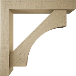Ekena Millwork - BKTUR0352X22X22WTL05RCPR - Timberthane Faux Wood Westlake Style Bracket w/ Offset Brace, Block Ends, 3 1/2"W x 22"D x 22"H, Primed Tan