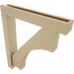 Ekena Millwork - BKTUR0352X22X26WTL05RCPR - Timberthane Faux Wood Westlake Style Bracket w/ Offset Brace, Block Ends, 3 1/2"W x 22"D x 26"H, Primed Tan