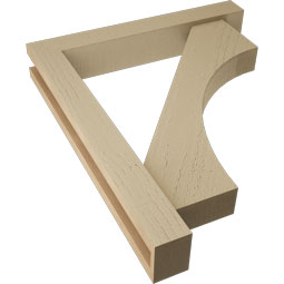 Ekena Millwork - BKTUR0352X22X26WTL05RCPR - Timberthane Faux Wood Westlake Style Bracket w/ Offset Brace, Block Ends, 3 1/2"W x 22"D x 26"H, Primed Tan