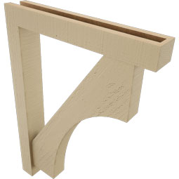 Ekena Millwork - BKTUR0352X22X30WTL05RCPR - Timberthane Faux Wood Westlake Style Bracket w/ Offset Brace, Block Ends, 3 1/2"W x 22"D x 30"H, Primed Tan