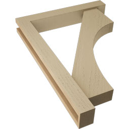 Ekena Millwork - BKTUR0352X22X30WTL05RCPR - Timberthane Faux Wood Westlake Style Bracket w/ Offset Brace, Block Ends, 3 1/2"W x 22"D x 30"H, Primed Tan