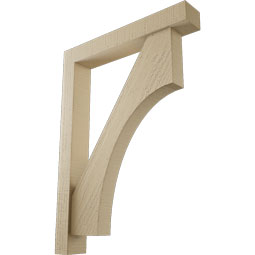Ekena Millwork - BKTUR0352X22X30WTL05RCPR - Timberthane Faux Wood Westlake Style Bracket w/ Offset Brace, Block Ends, 3 1/2"W x 22"D x 30"H, Primed Tan