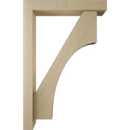 Ekena Millwork - BKTUR0352X22X34WTL05RCPR - Timberthane Faux Wood Westlake Style Bracket w/ Offset Brace, Block Ends, 3 1/2"W x 22"D x 34"H, Primed Tan
