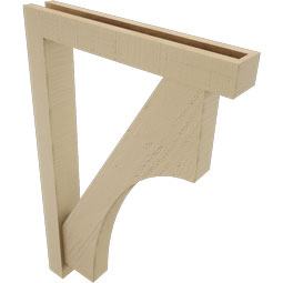 Ekena Millwork - BKTUR0352X22X34WTL05RCPR - Timberthane Faux Wood Westlake Style Bracket w/ Offset Brace, Block Ends, 3 1/2"W x 22"D x 34"H, Primed Tan